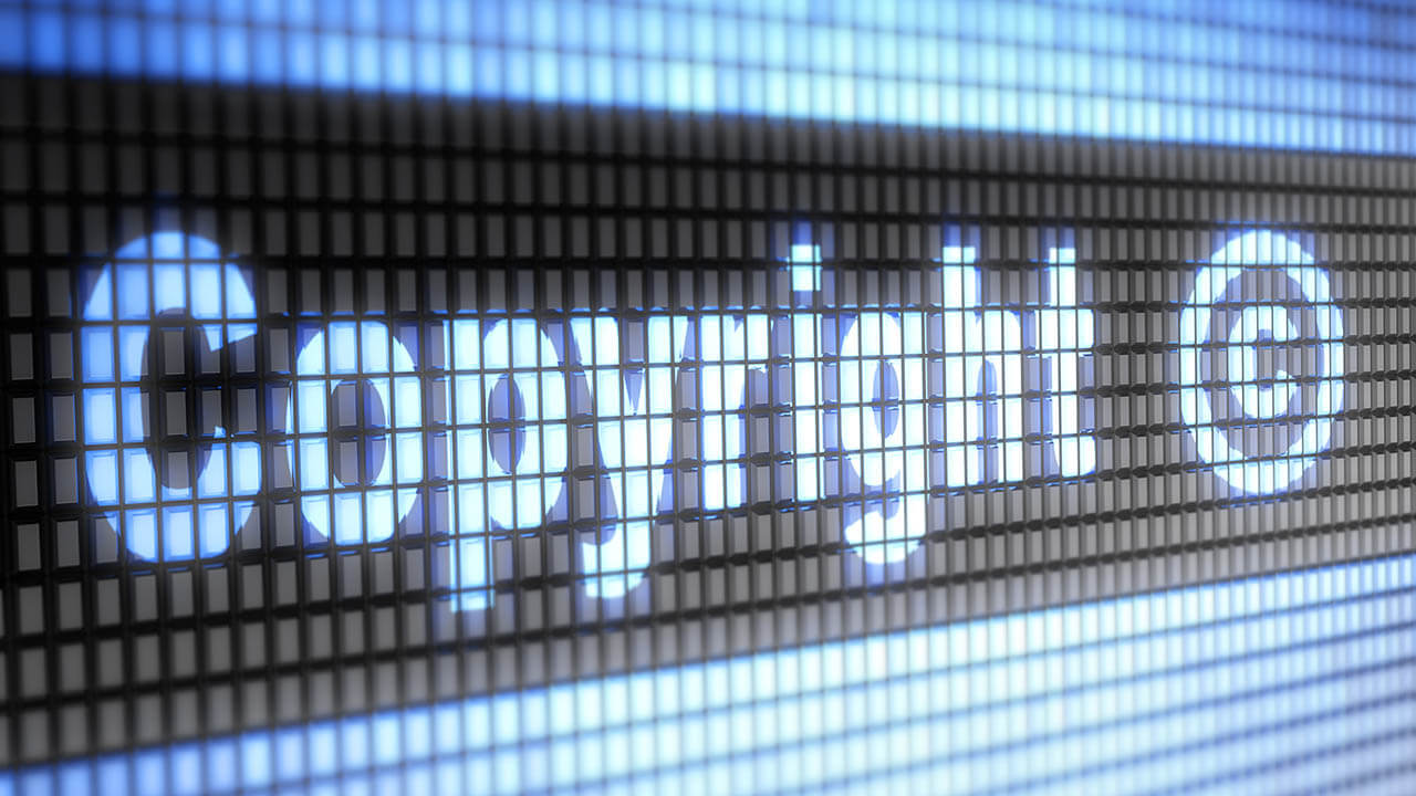 The word Copyright on a screen