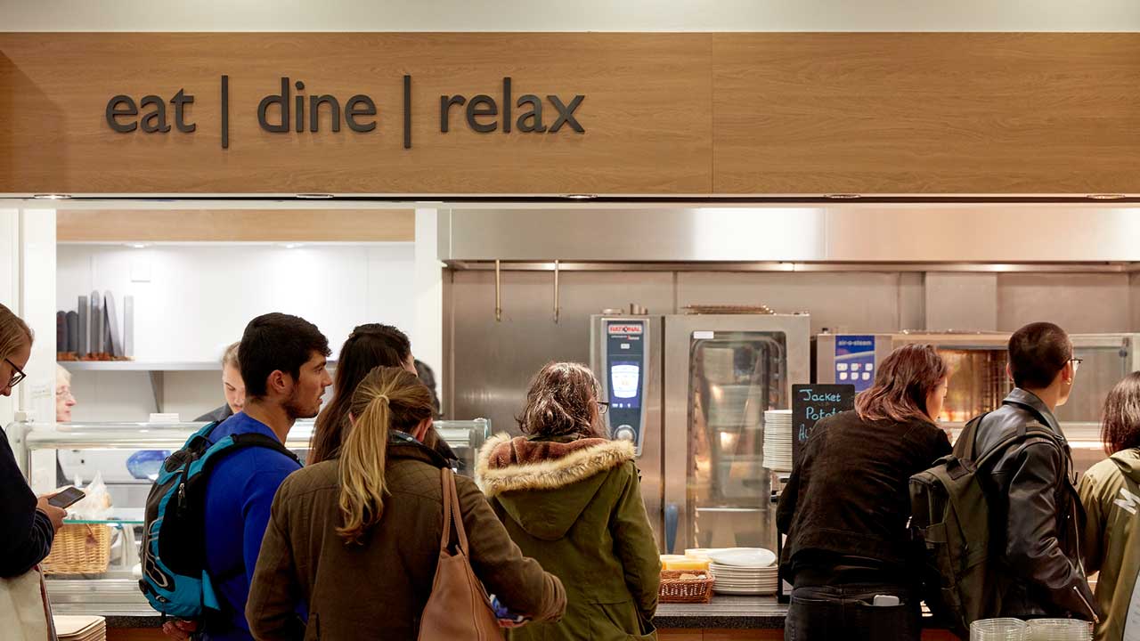 Students queue in Graze Cafe