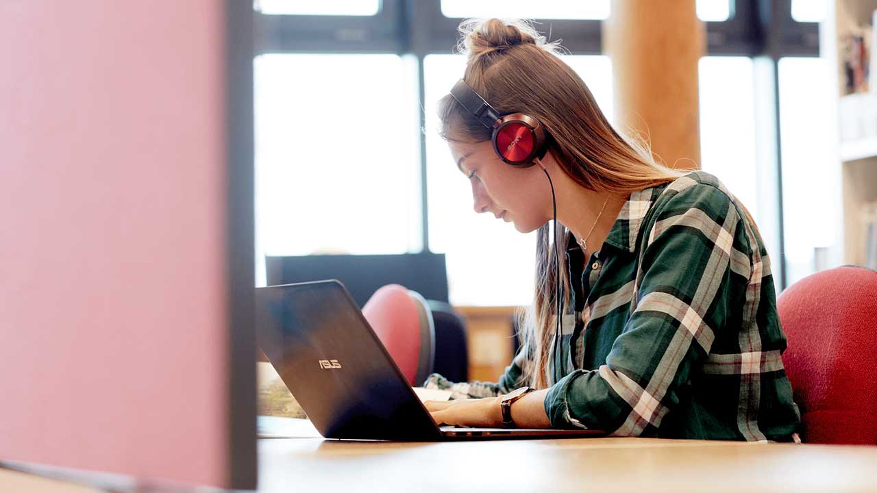 Student in the library